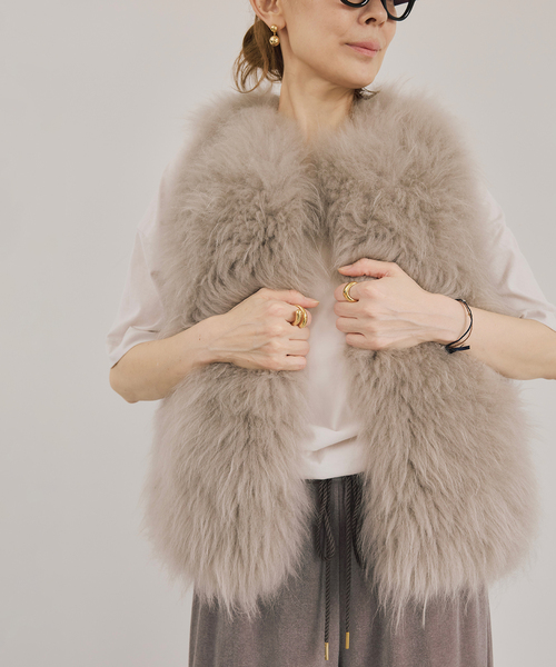 ベスト ジレ Cashmere Fur gilet レディース