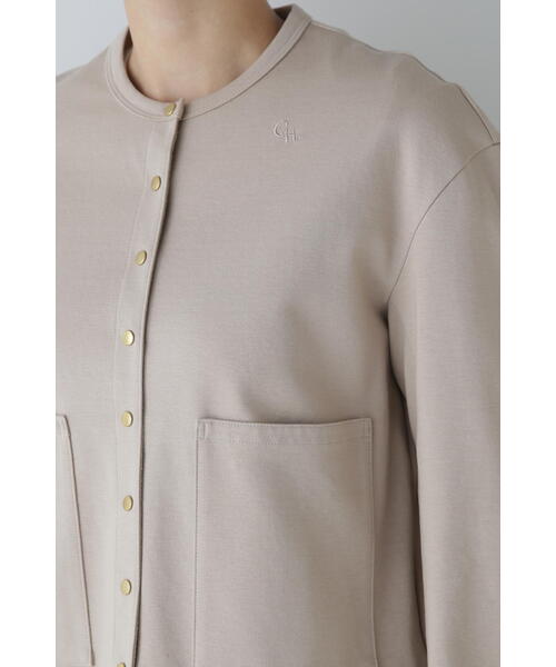 sirone コットン　ノーカラージャケット　ベージュ　美品 ジャケット ノーカラー 七分袖 ベージュ レディース(M ベージュ