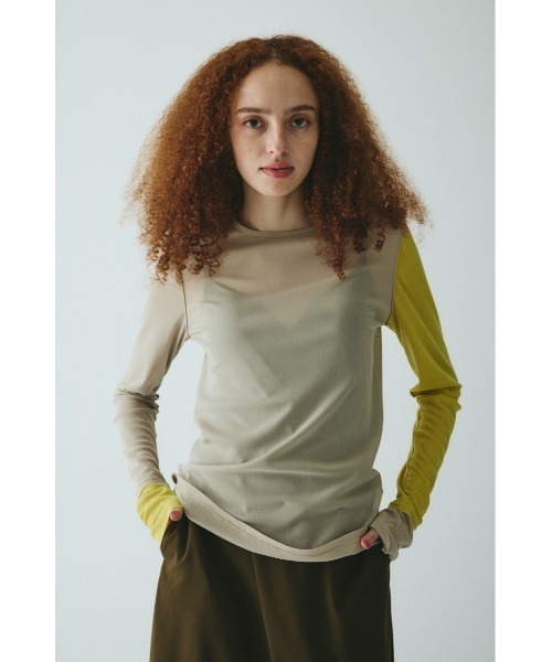 HeRIN.CYE 新品未使用品　タグ付き　ボーダーメッシュインナートップス HeRIN.CYE | Border mesh inner tops (Tシャツ・カットソー(長袖