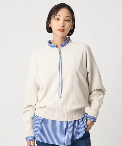 green label relaxing 襟付きプルオーバー ニット UNITED ARROWS green label relaxing｜ベロア エリ 2WAY ニット プル