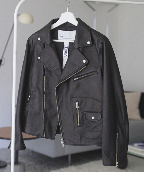 Spick&Span ライダースジャケット 本革 黒 Spick&Span レザージャケット ライダース TICCA / ティッカ