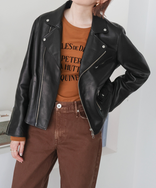 Spick&Span ライダースジャケット 本革 黒 Spick&Span レザージャケット ライダース TICCA / ティッカ