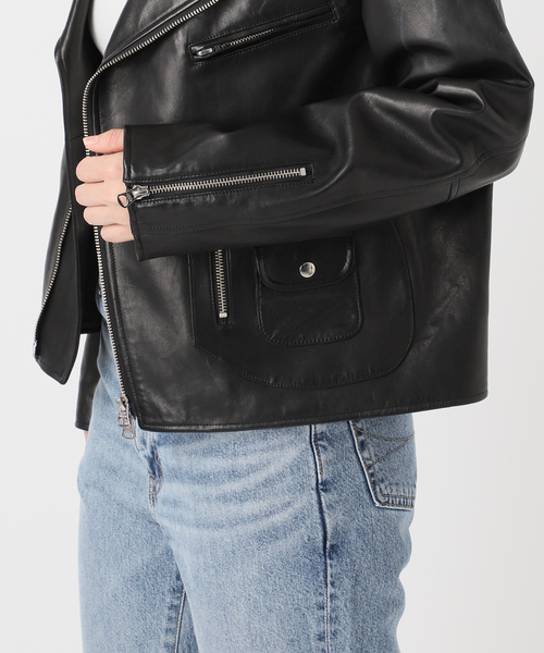 Spick＆Span ライダースジャケット 本革 黒 Spick＆Span レザージャケット ライダース TICCA / ティッカ