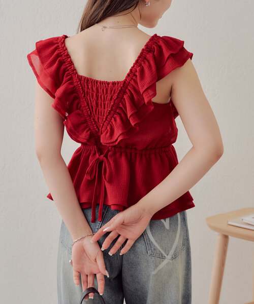 Chico（チコ） ノースリーブトップス FREE レッド レディース