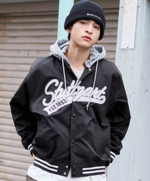 WEGO スタジャン WEGO/「25年秋冬新作」2WAYフードワッペンスタジャン