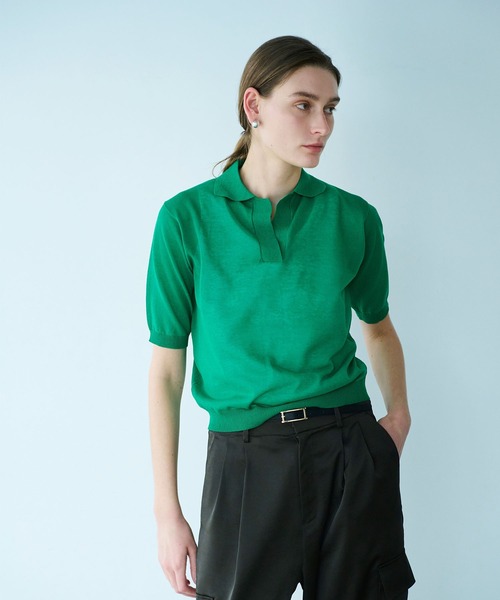 「N.O.R.C」 半袖ニット フリー レッド レディース_画像7