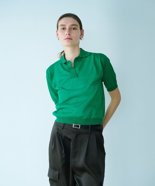 「N.O.R.C」 半袖ニット フリー レッド レディース_画像8