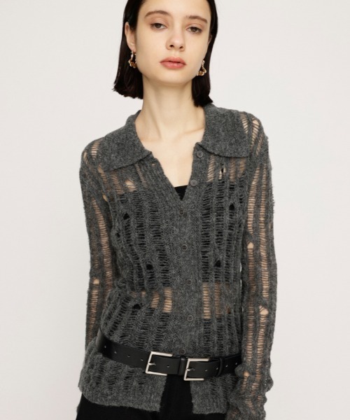 RULE THE FATE ダメージニットカーディガン SLY（スライ） カーディガン DAMAGE KNIT C/D ダメージ ニット