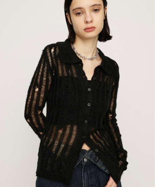 SLY（スライ） カーディガン DAMAGE KNIT C/D ダメージ ニット
