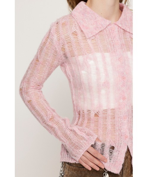 SLY（スライ） カーディガン DAMAGE KNIT C/D ダメージ ニット