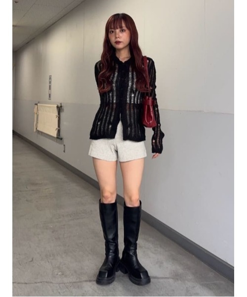 Y's ダメージニットレイヤードカーディガン SLY（スライ） カーディガン DAMAGE KNIT C/D ダメージ ニット