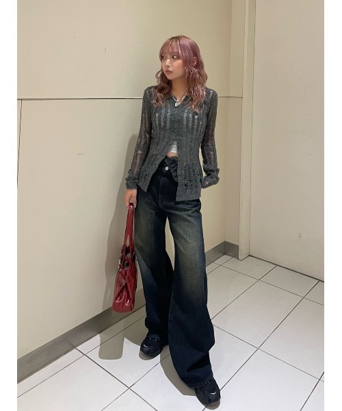 SLY（スライ） カーディガン DAMAGE KNIT C/D ダメージ ニット