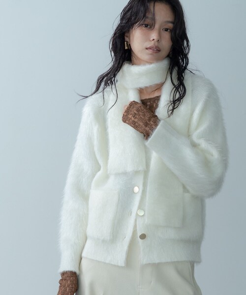 INDIVI GALLEST カーディガン オーバーサイズVネックカーディガン