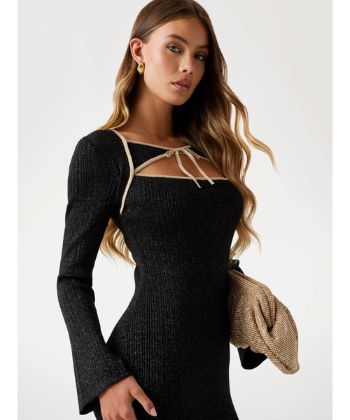 ドレス Long Sleeves Sqn Yoke Lurex Sansa Dress ワンピース ドレス_3