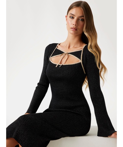 ドレス Long Sleeves Sqn Yoke Lurex Sansa Dress ワンピース ドレス_4