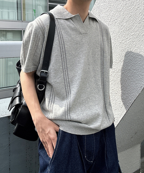 「CREARE -LINO-」 半袖ニット L ブラック メンズ_画像2