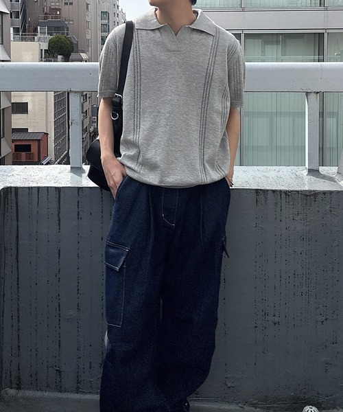 「CREARE -LINO-」 半袖ニット L ブラック メンズ_画像4