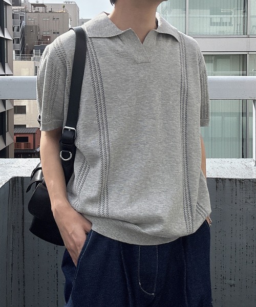 「CREARE -LINO-」 半袖ニット L ブラック メンズ_画像6