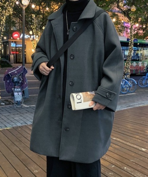 B.R.U ステンカラーコート コート ミドル丈チェスターコート メンズ