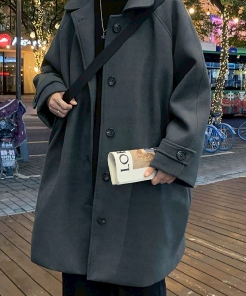 B.R.U ステンカラーコート コート ミドル丈チェスターコート メンズ