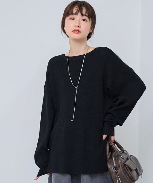 23区スポーツ 大きいサイズ 黒 ニットセーター ボタン付ゴルフ2way XL スパンコール ワイドリブ ニット / 23区 | ファッション通販 【公式