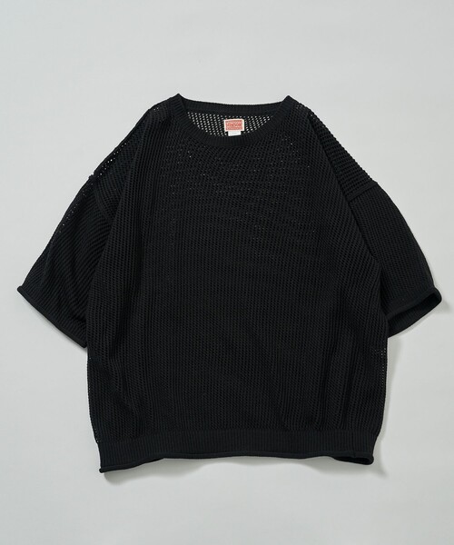 「HINSON」 半袖ニット MEDIUM ブラック メンズ_画像8