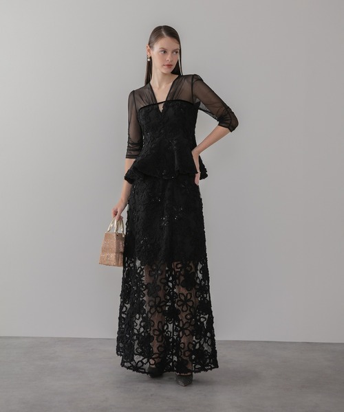 Leja（レジャ） ドレス 「LEJA LUXE」フラワーレースペプラム