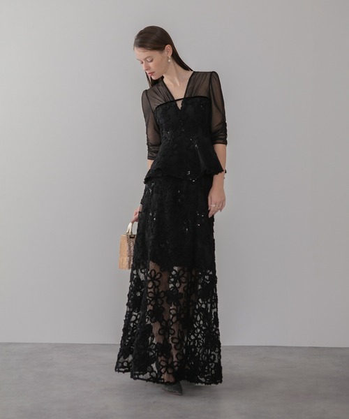 Leja（レジャ） ドレス 「LEJA LUXE」フラワーレースペプラム