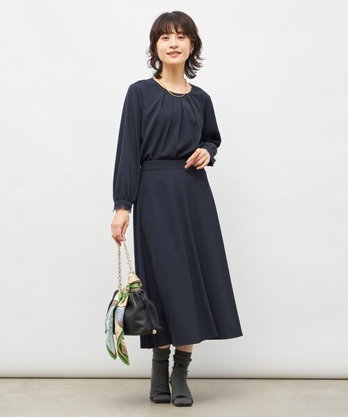 【新品】ノーリーズ  ストレッチ 2WAY ブラウス ボリューム袖 黒 両前 NOLLEY'S - 【新品】ノーリーズ ストレッチ 2WAY ブラウス ボリューム