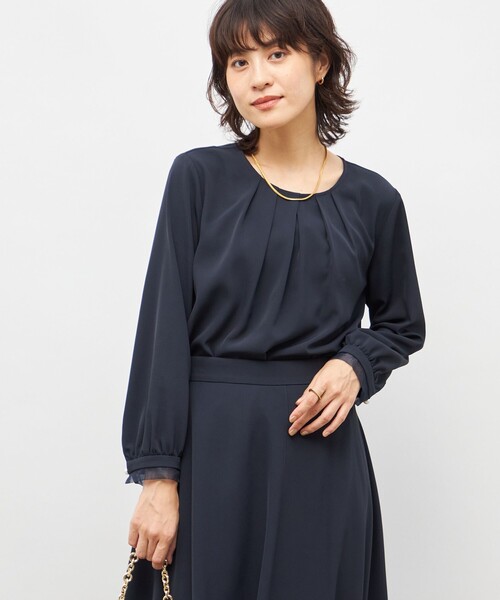【新品】ノーリーズ  ストレッチ 2WAY ブラウス ボリューム袖 黒 両前 NOLLEY'S - 【新品】ノーリーズ ストレッチ 2WAY ブラウス ボリューム