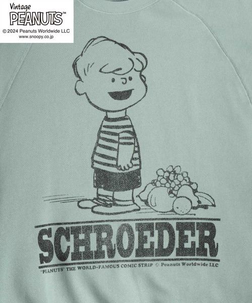 「PEANUTS」 「fruit of the loom」スウェットカットソー M グリーン レディース_画像4