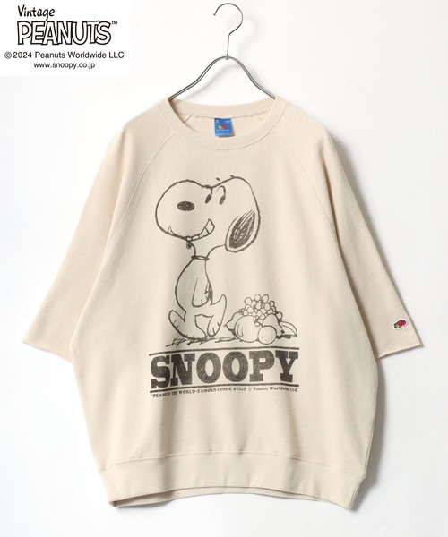「PEANUTS」 「fruit of the loom」スウェットカットソー M グリーン レディース_画像7