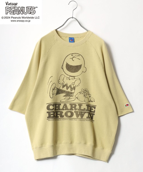 「PEANUTS」 「fruit of the loom」スウェットカットソー M グリーン レディース_画像9