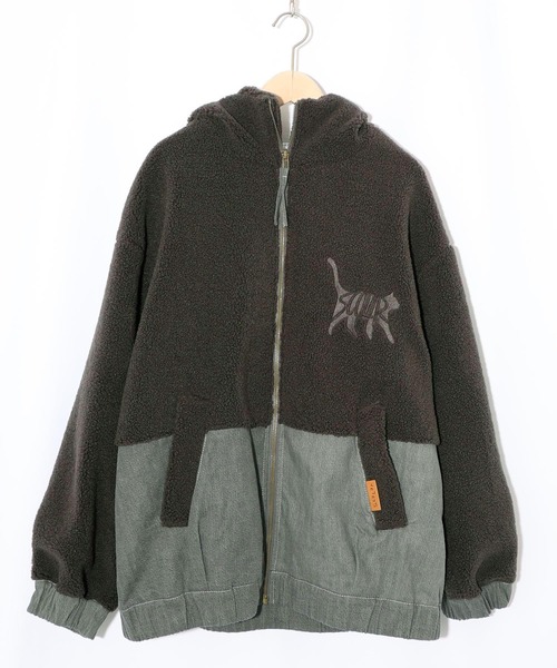 ScoLar（スカラー） ブルゾン アウター 153674：ネコ刺繍ボア×デニム異