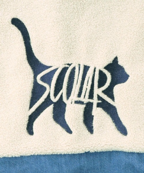 ScoLar（スカラー） ブルゾン アウター 153674：ネコ刺繍ボア×デニム異