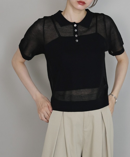 「J by blue」 半袖ポロシャツ MEDIUM ブラウン レディース_画像3