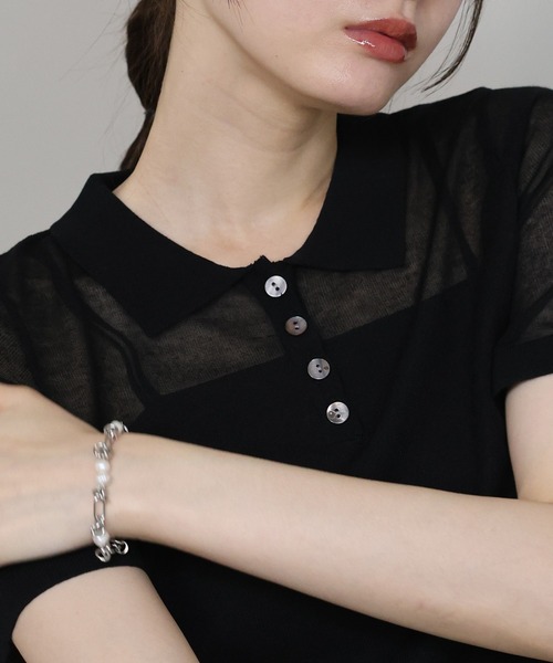 「J by blue」 半袖ポロシャツ MEDIUM ブラウン レディース_画像8