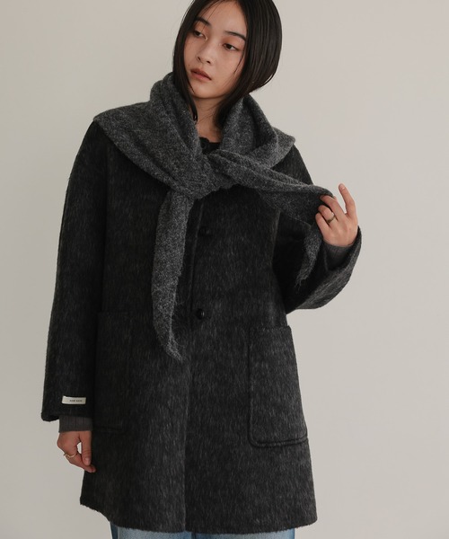 ノーカラーコート コート ストール付きコート レディース : ZOZOTOWN