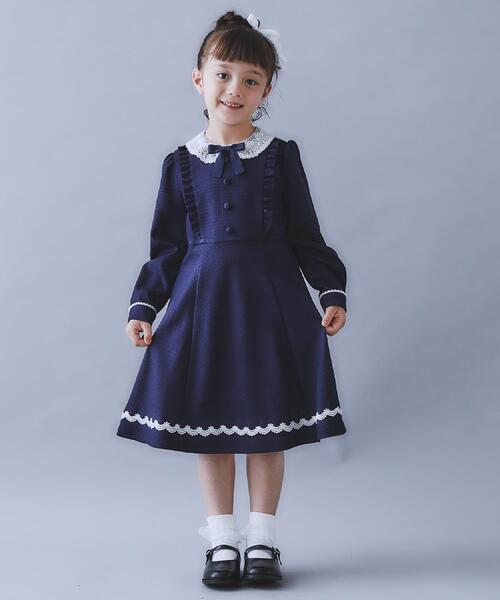 130 リボン ネイビー セレモニー フォーマル  女の子 入学 卒園 発表会 THE SHOP TK ワンピース 「120-130」ネイビーフォーマルワンピース