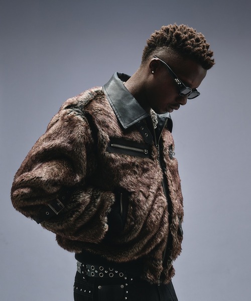 ANDER HUNK ブルゾン アウター Switch Design Faux Fur Flight Jacet