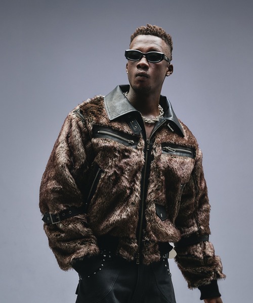 ANDER HUNK ブルゾン アウター Switch Design Faux Fur Flight Jacet