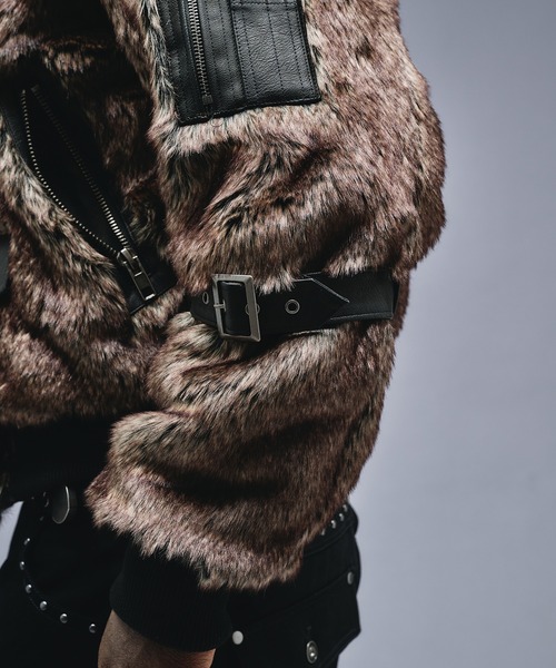 ANDER HUNK ブルゾン アウター Switch Design Faux Fur Flight Jacet