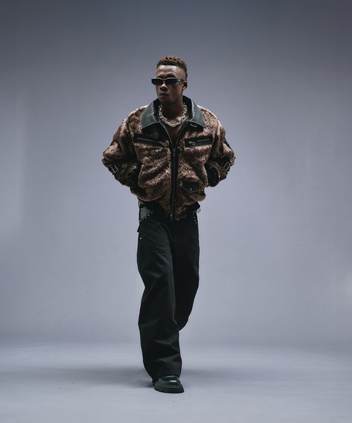 ANDER HUNK ブルゾン アウター Switch Design Faux Fur Flight Jacet