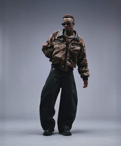 ANDER HUNK ブルゾン アウター Switch Design Faux Fur Flight Jacet