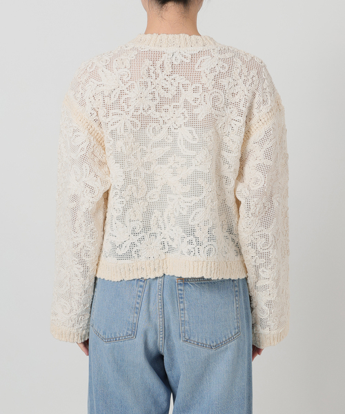 IENA LA BOUCLE バイカラーレースカーディガン IENA LA BOUCLE（イエナラブークル） カーディガン レースコンビ