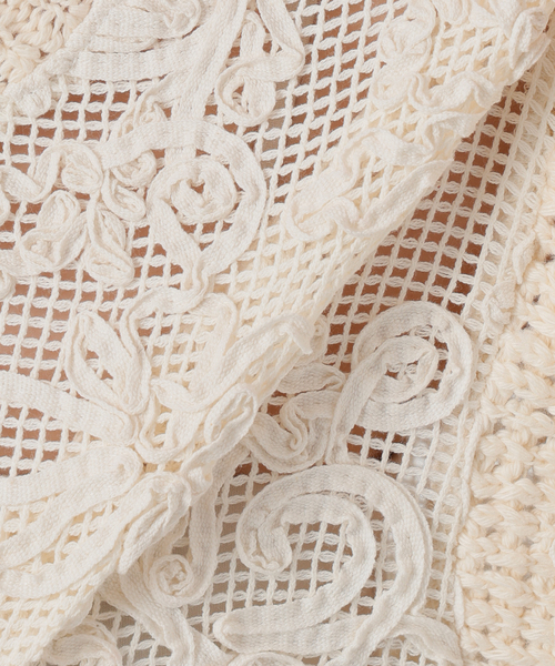 専用イエナ　IENA レース編み カーディガン ニット　コットン　綿 IENA LA BOUCLE（イエナラブークル） カーディガン レースコンビ