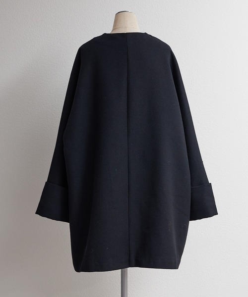 E6719-130ジャンポールゴルチエ 異素材MIXノーカラーポンチョコート