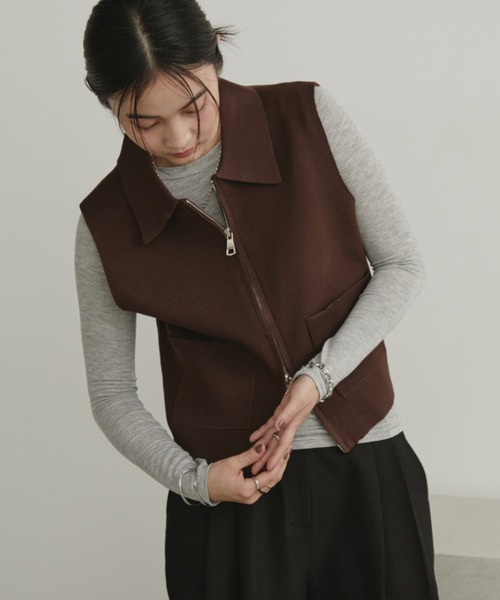 「Aunt Marie's」 ニットベスト FREE アイボリー レディース_画像7