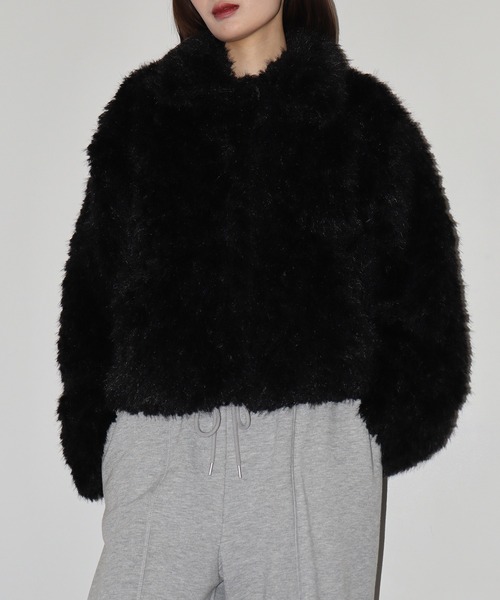 フェイクファーショートブルゾン FUNALIVE（ファンアライブ） ブルゾン アウター フェイクファー