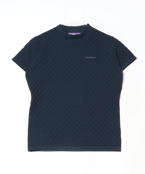 「BEAMS GOLF」 半袖ニット MEDIUM ネイビー レディースの画像